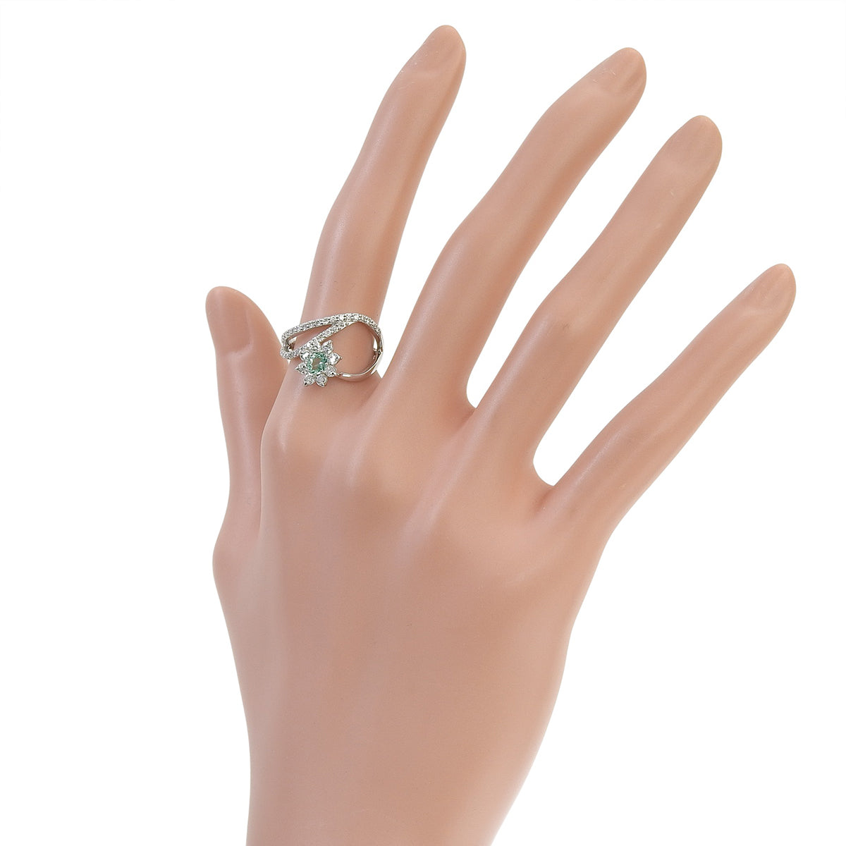 Paraiba Tourmaline Diamond Flower Ring PAT0.23/D0.53 Platinum Pt950 5.1g