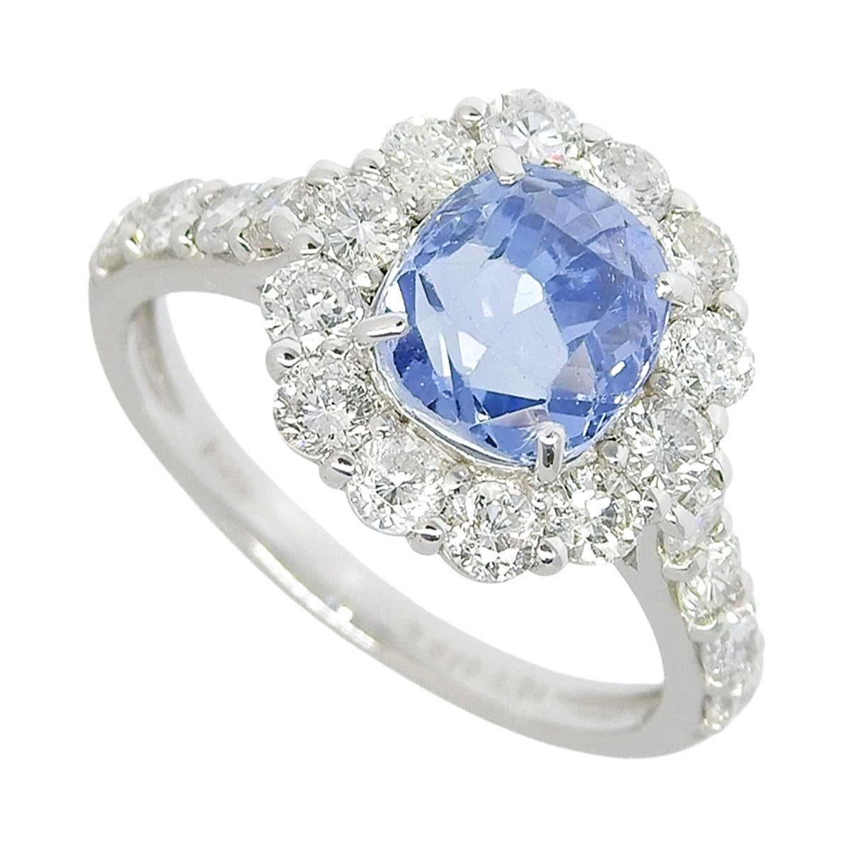 Blue Sapphire Ring S2.579/D1.24 Platinum Pt950 4.5g