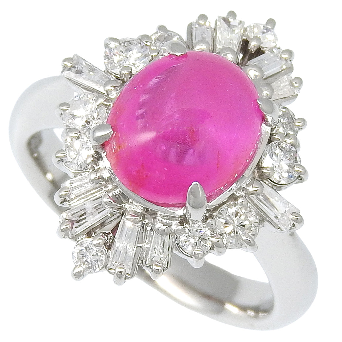 Pink sapphire and diamond ring, PS3.68/D0.73, platinum Pt900, size 12 (52), 9.6g