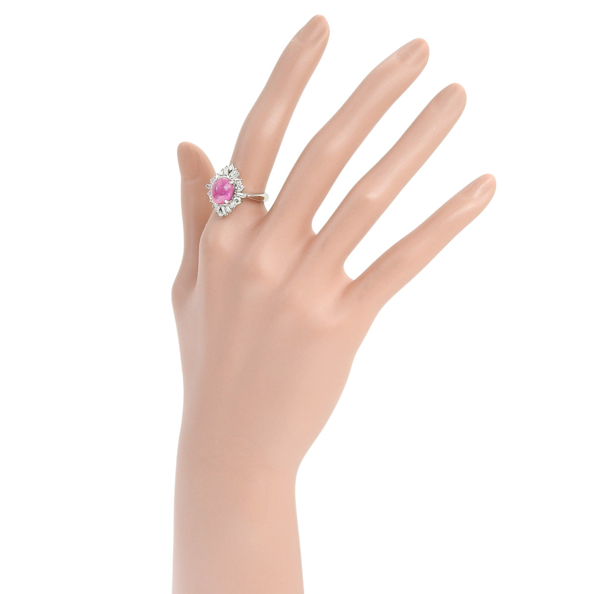 Pink sapphire and diamond ring, PS3.68/D0.73, platinum Pt900, size 12 (52), 9.6g