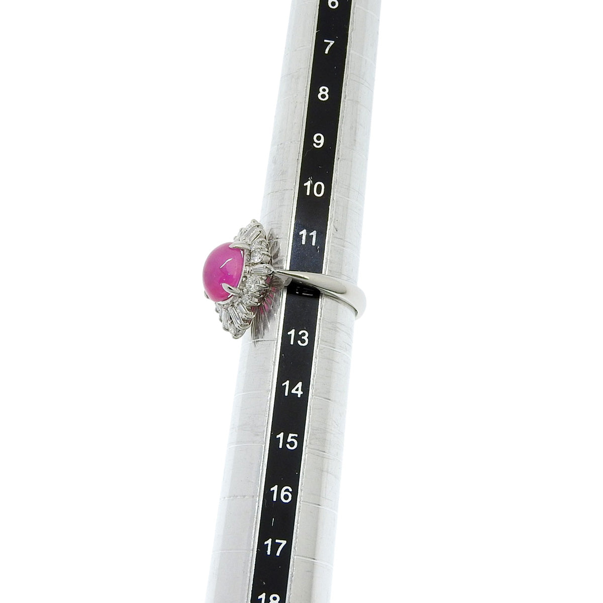 Pink sapphire and diamond ring, PS3.68/D0.73, platinum Pt900, size 12 (52), 9.6g