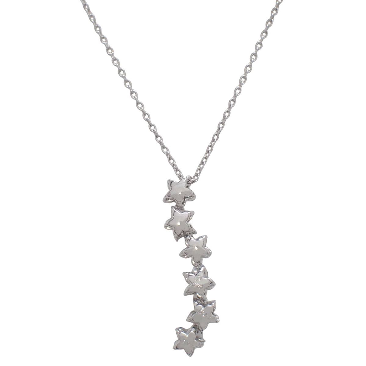 Six-row star necklace with treated diamonds, D0.40,0.23, 18K white gold, 5.1g