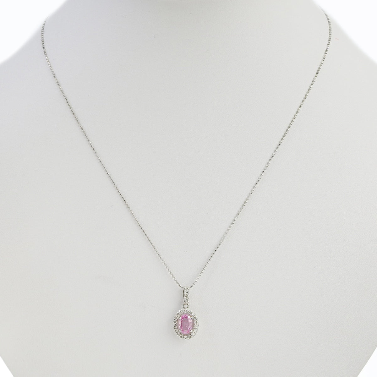 Pink sapphire necklace PS0.75/D0.25 Platinum Pt900 Pt850 4.2g