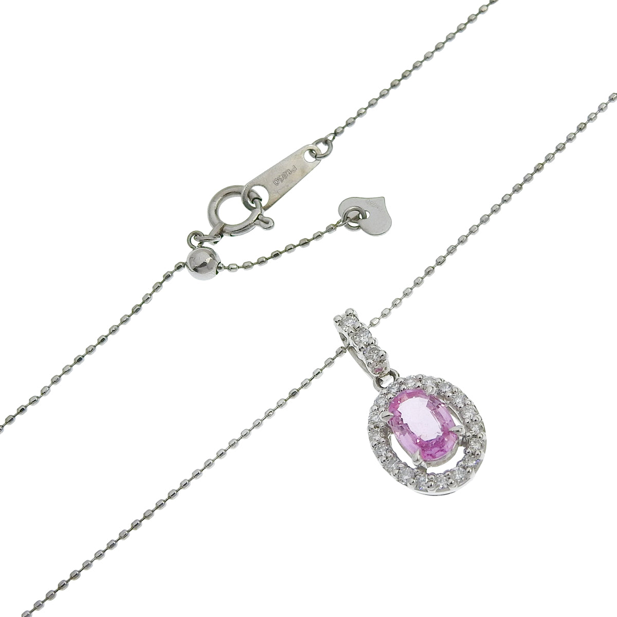 Pink sapphire necklace PS0.75/D0.25 Platinum Pt900 Pt850 4.2g
