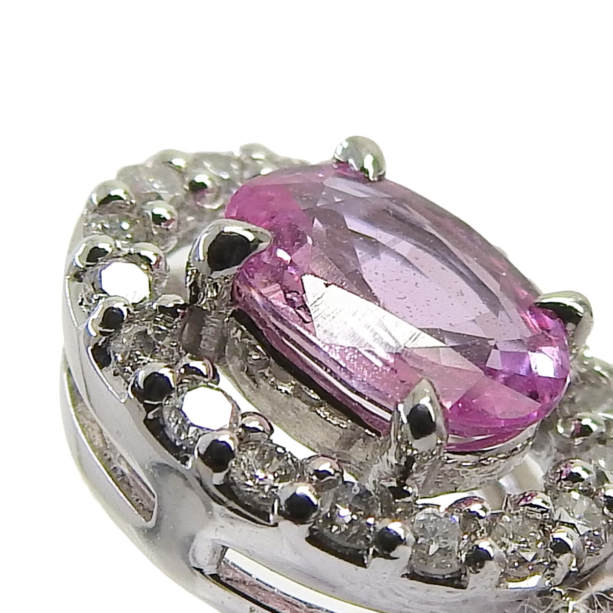 Pink sapphire necklace PS0.75/D0.25 Platinum Pt900 Pt850 4.2g
