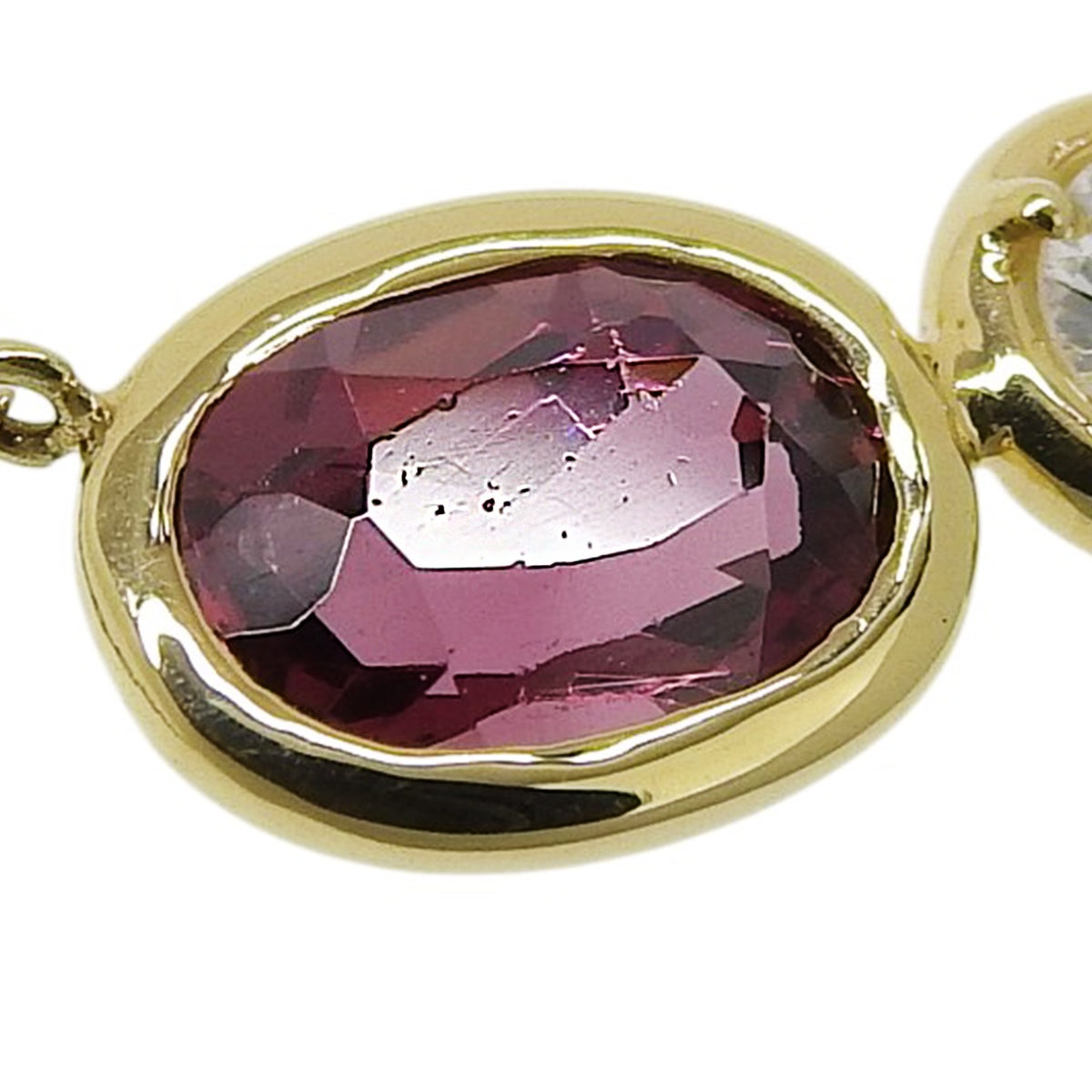 Garnet Necklace D0.165 Yellow Gold K18YG 2.3g