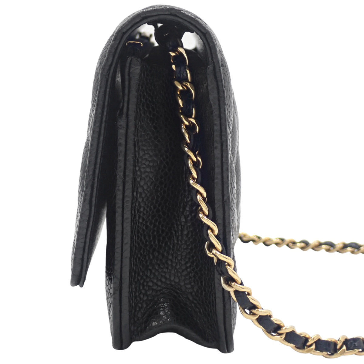 マトラッセ ココマーク チェーンウォレット キャビアスキン ブラック