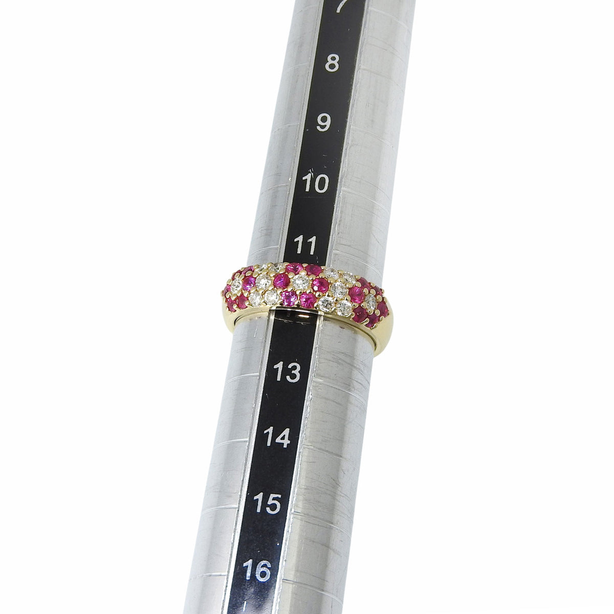 Flower Pavé Ruby and Diamond Ring, R0.50/D0.39, 18K Yellow Gold, Size 12 (52), 6.2g