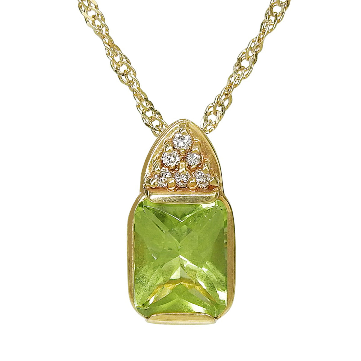 Peridot Necklace PR2.18/D0.06 Yellow Gold K18YG 4.3g