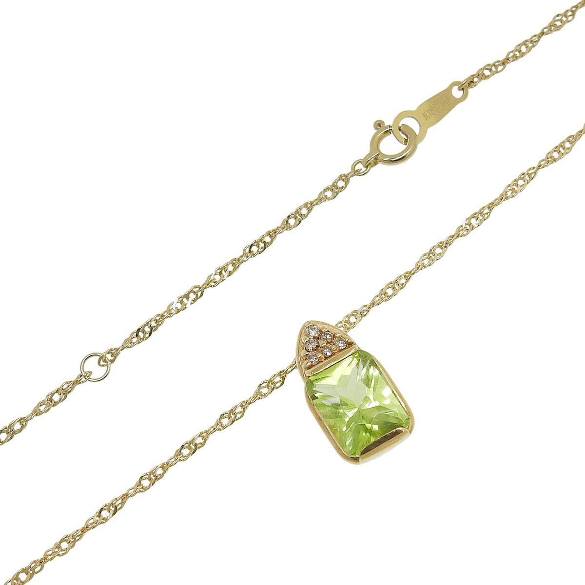 Peridot necklace PR2.18/D0.06 Yellow gold K18YG 4.3g