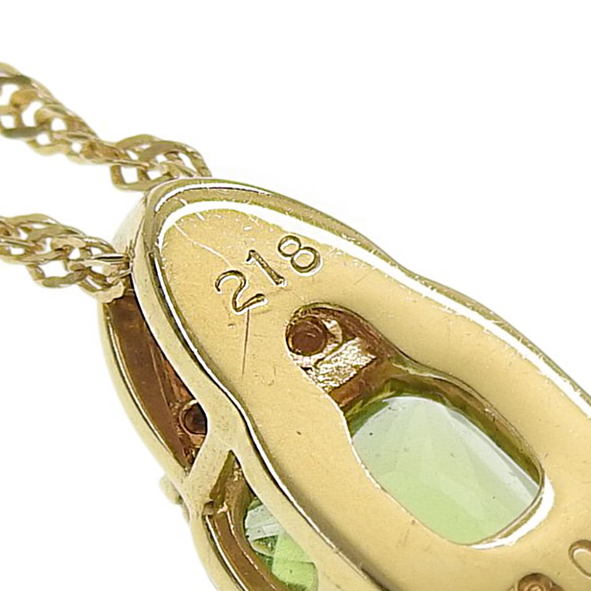Peridot necklace PR2.18/D0.06 Yellow gold K18YG 4.3g