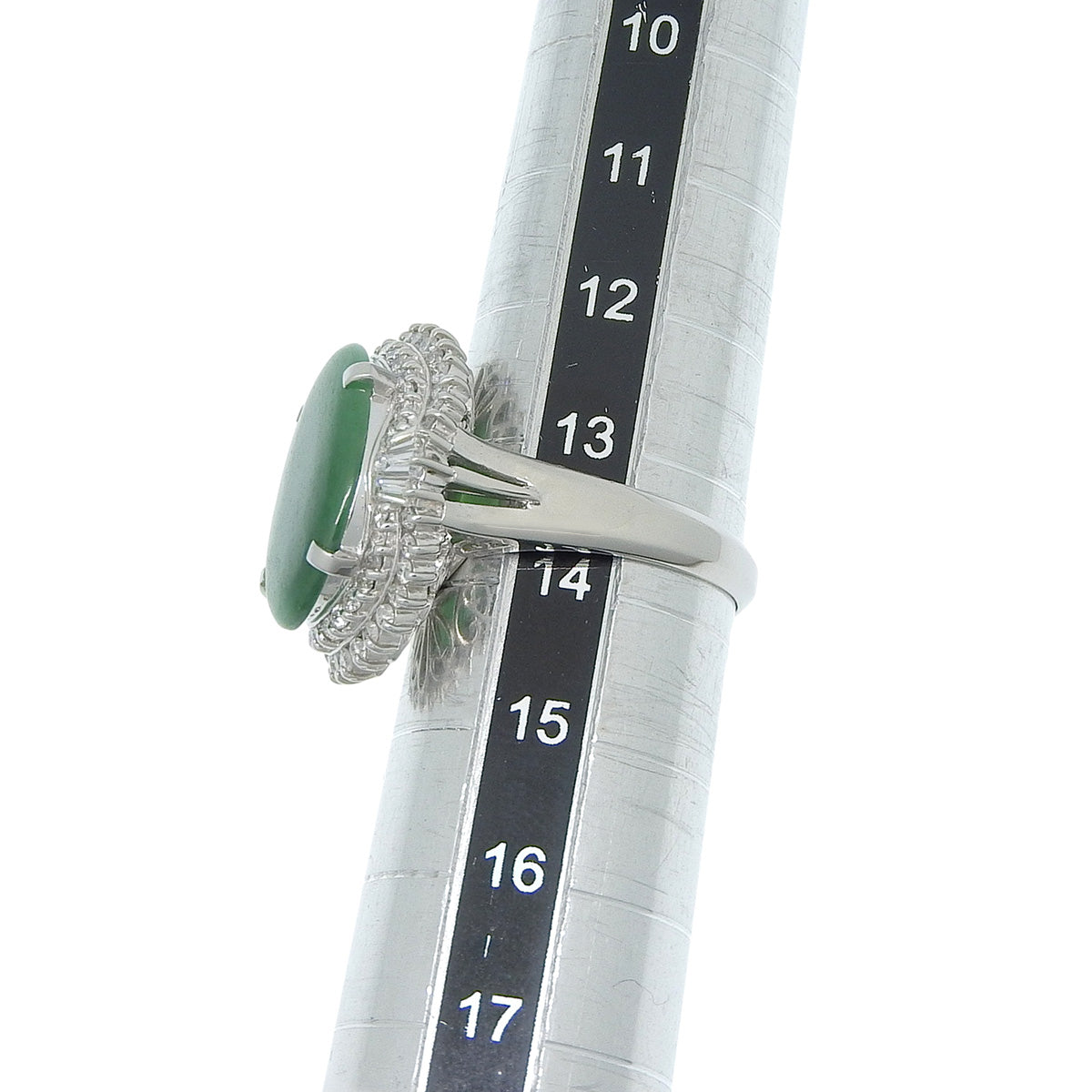 Jadeite Diamond Ring H3.59/D0.94 Platinum Pt900 11.2g Jadeite