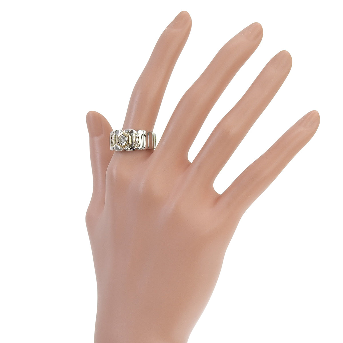 Hexagon Combination Ring Platinum Pt900 Yellow Gold K18YG 15.5g