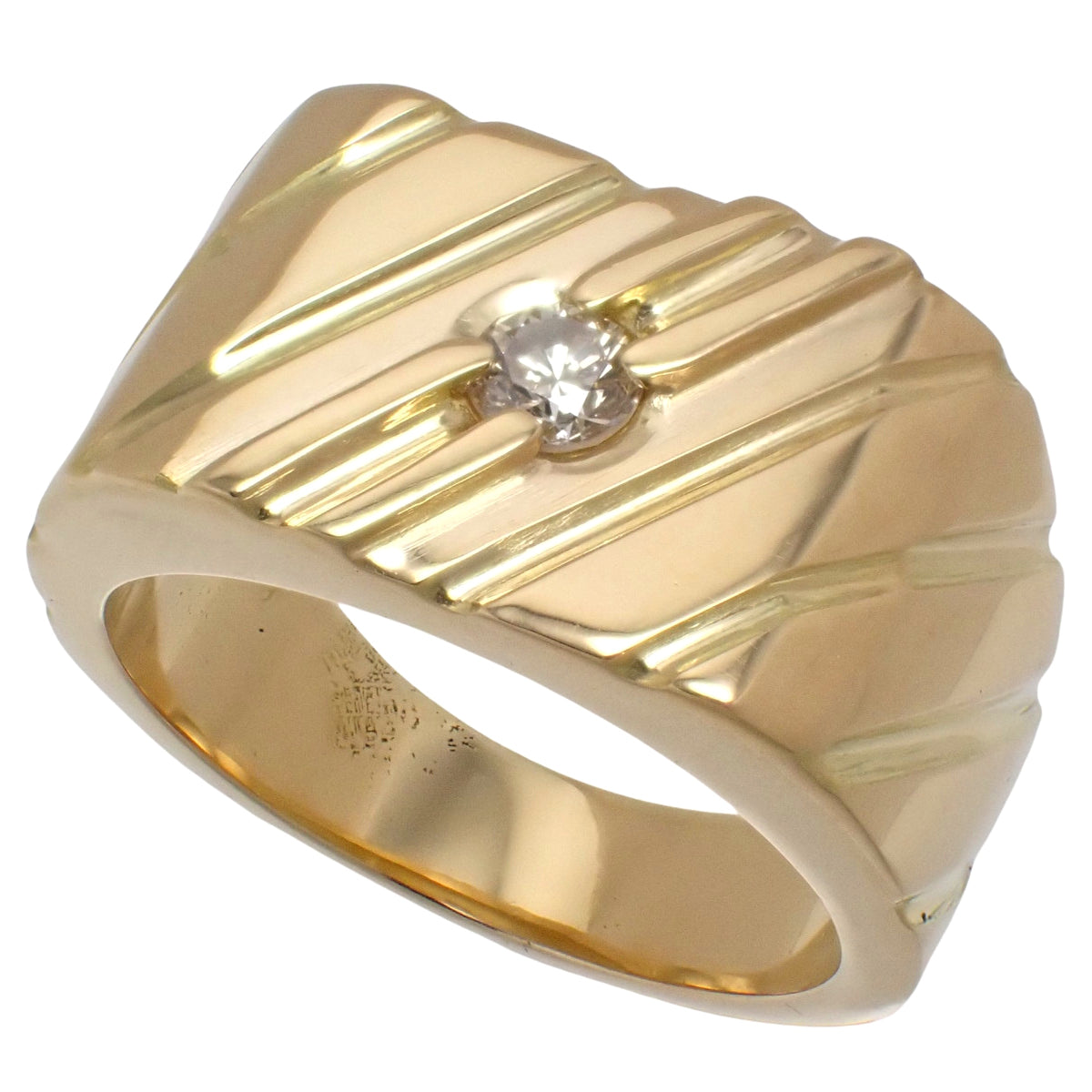 Diamond Signet Ring with Diamond (D0.29ct) in K18YG (Yellow Gold), 20.0g