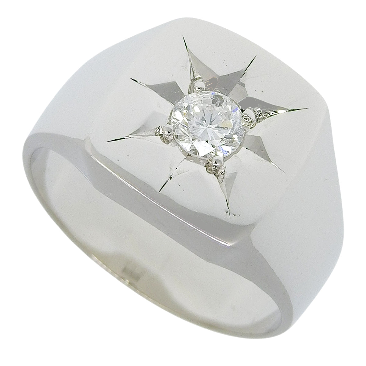 Signet Diamond Ring D0.45 Platinum Pt850 18.3g
