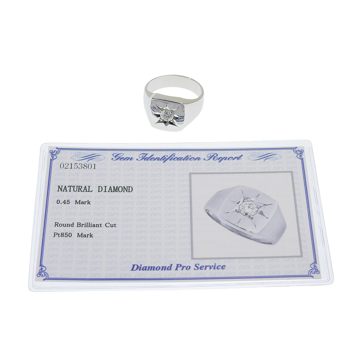 Signet Diamond Ring D0.45 Platinum Pt850 18.3g