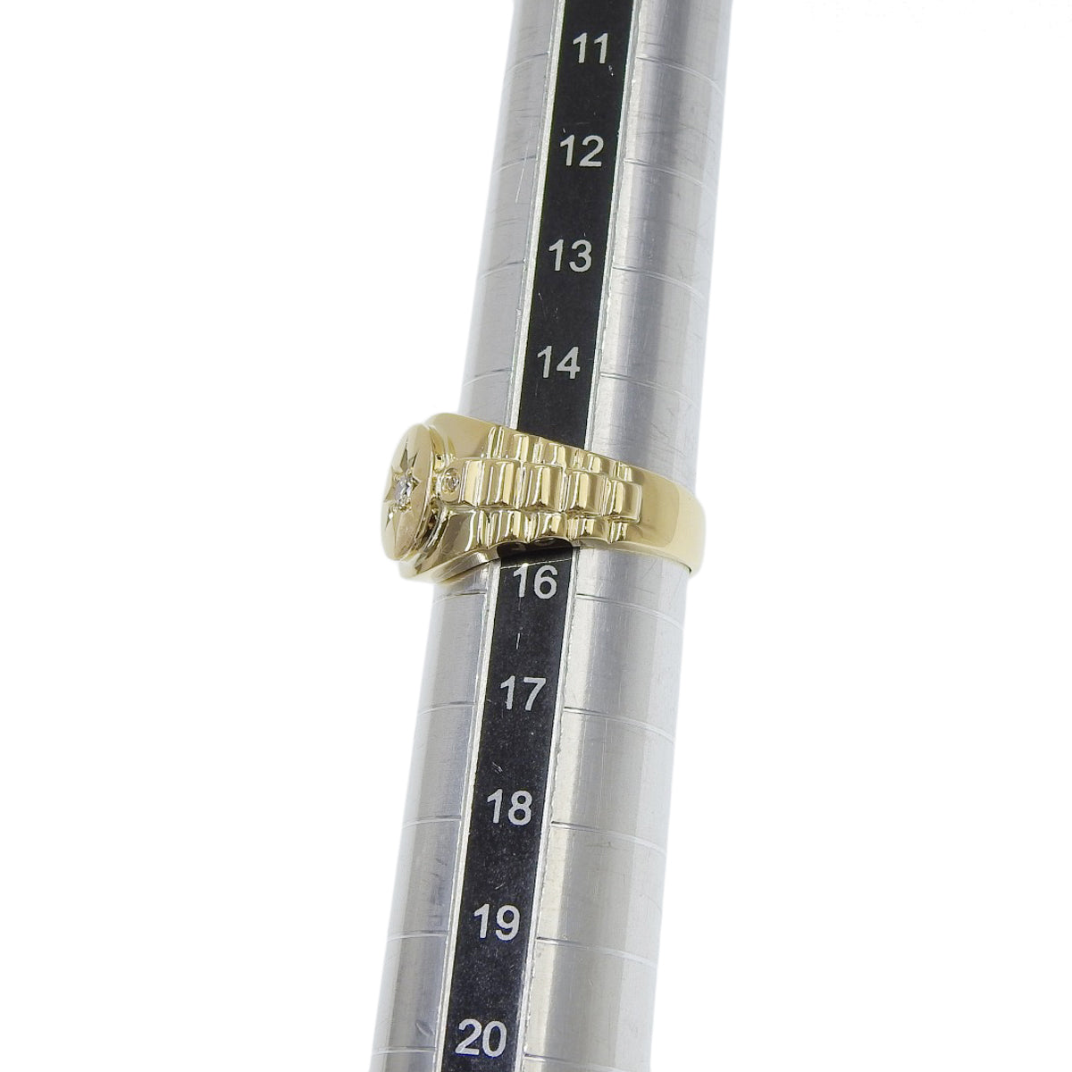 D0.10 印台 钻石戒指 黄金 K18YG 6.7g 戒指 15(55)号 男士 41100095122【中古】【阿拉模式】