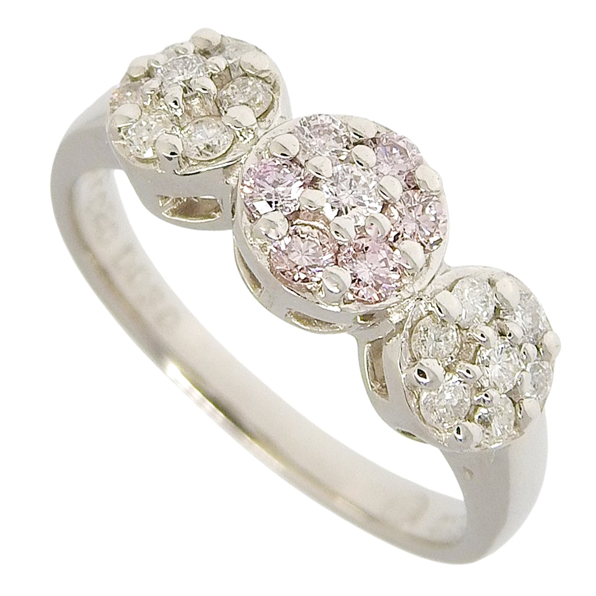 三越粉钻戒指,PD0.20/D0.30,铂金Pt900,5.5克