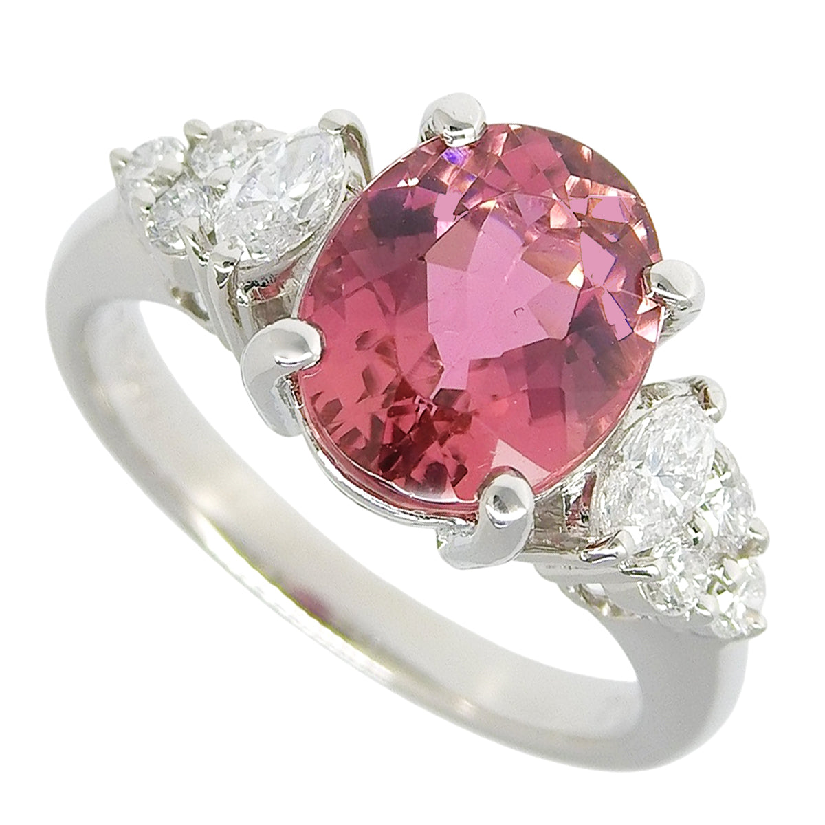 Pink Tourmaline Ring T2.87/D0.44 Platinum Pt900 7.2g