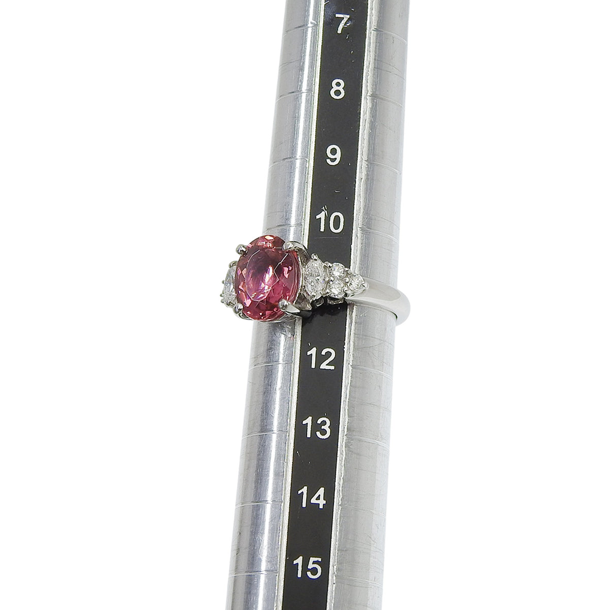 粉色碧玺戒指 T2.87/D0.44 铂金 Pt900 7.2g