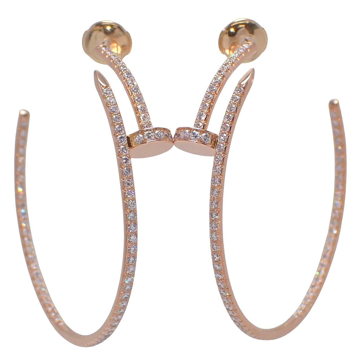Juste un Clou hoop earrings, large model, pavé, 18K pink gold