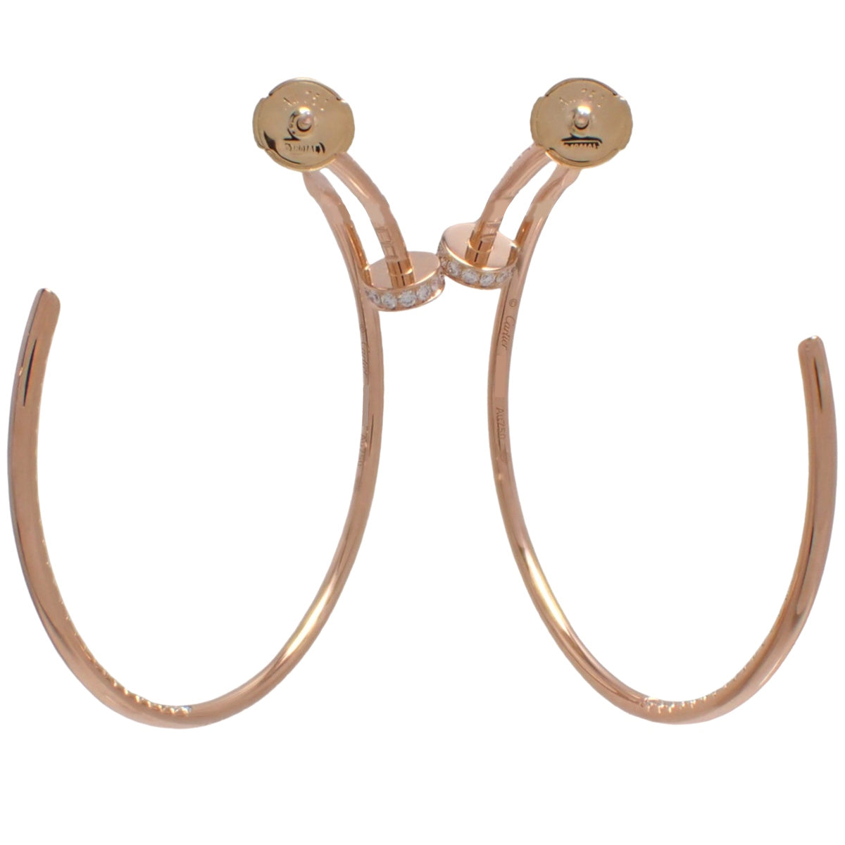 Juste un Clou hoop earrings, large model, pavé, 18K pink gold