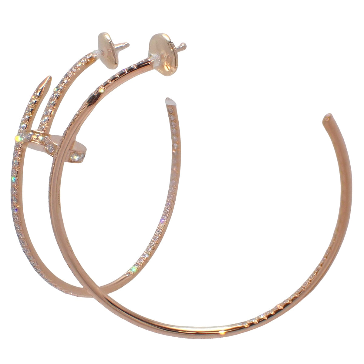 Juste un Clou hoop earrings, large model, pavé, 18K pink gold
