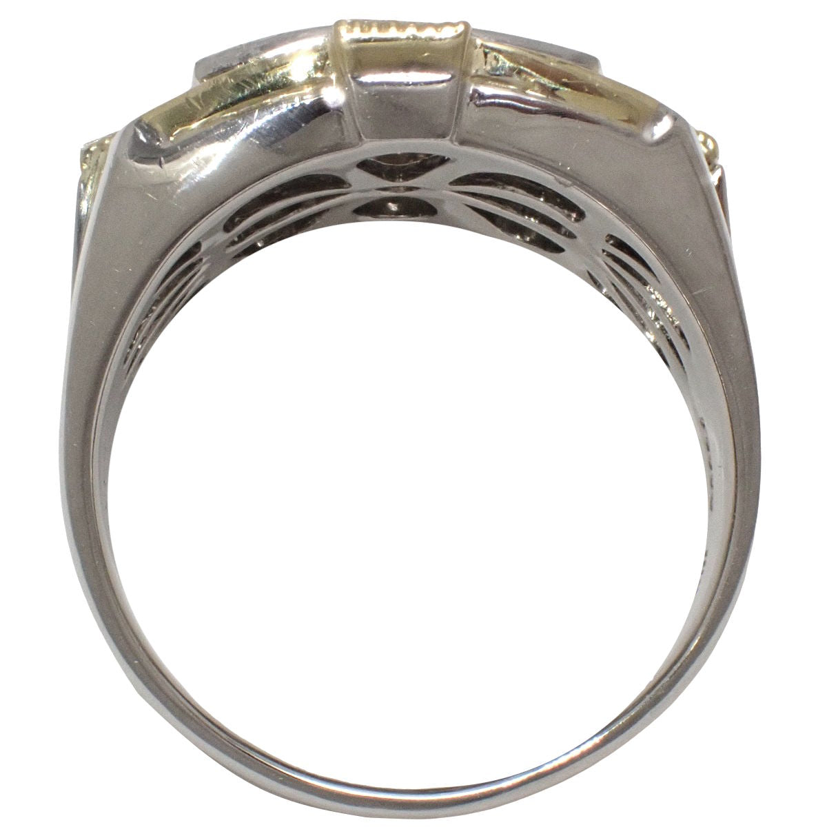 ダイヤモンド 印台 リング D1.004/D0.76 プラチナ Pt900 イエローゴールド K18YG