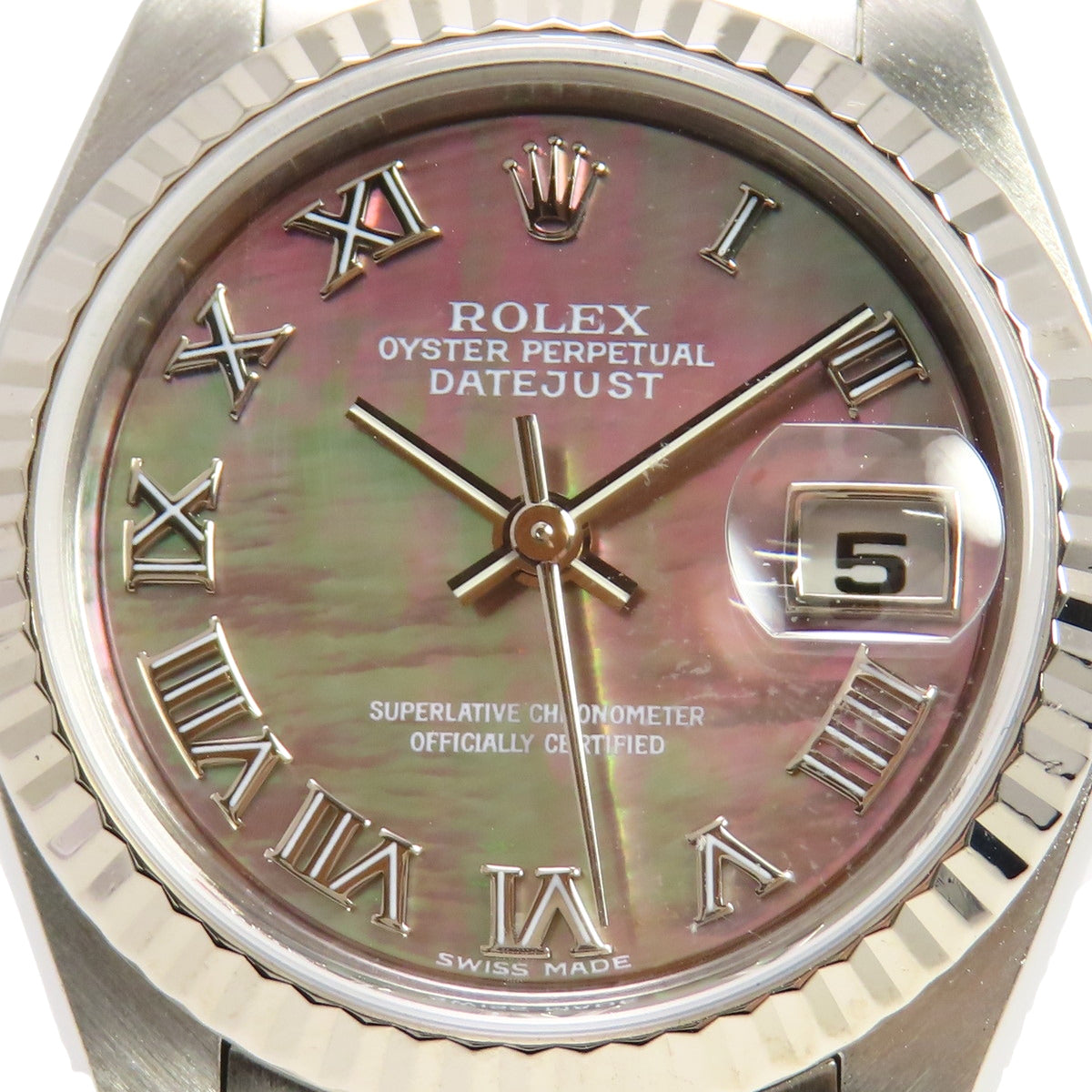 Datejust 79174NR White Gold/Stainless Steel, F-number, Black Shell, Roman Dial, Black, Automatic, Women's