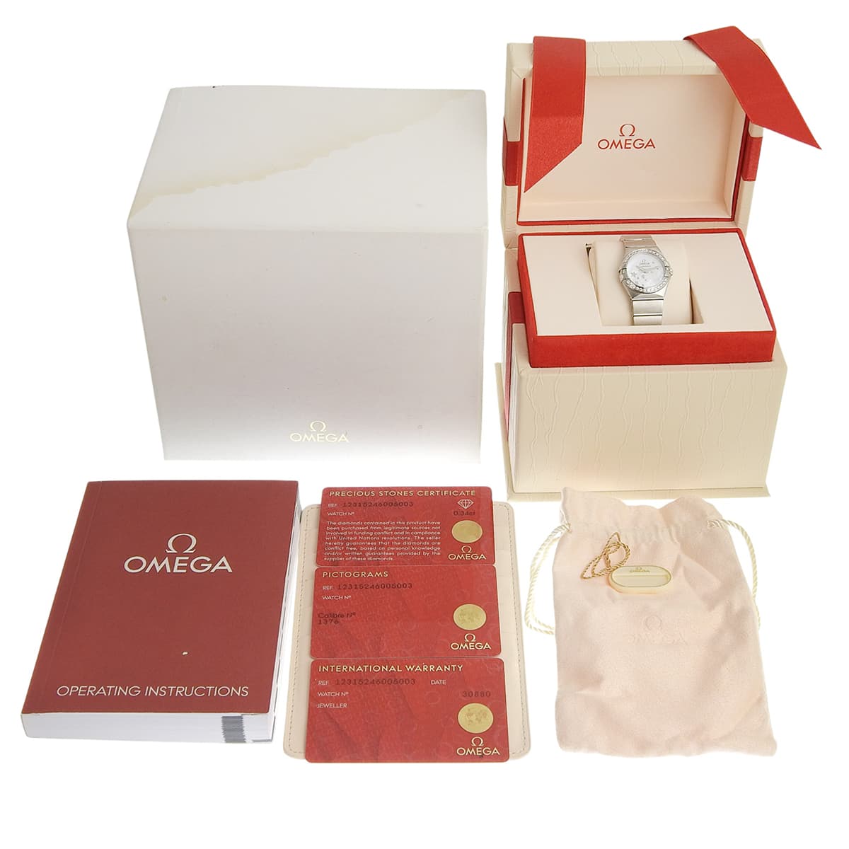 Constellation 123.15.24.60.05.003 SS Shell Dial Bezel Diamond Quartz Women's