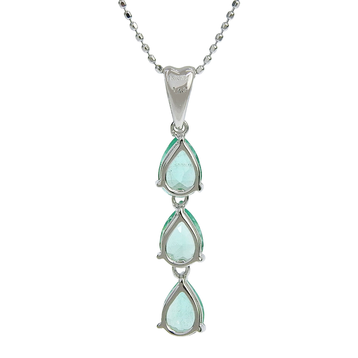 Three-strand emerald necklace, E1.43, white gold, K18WG, 2.4g