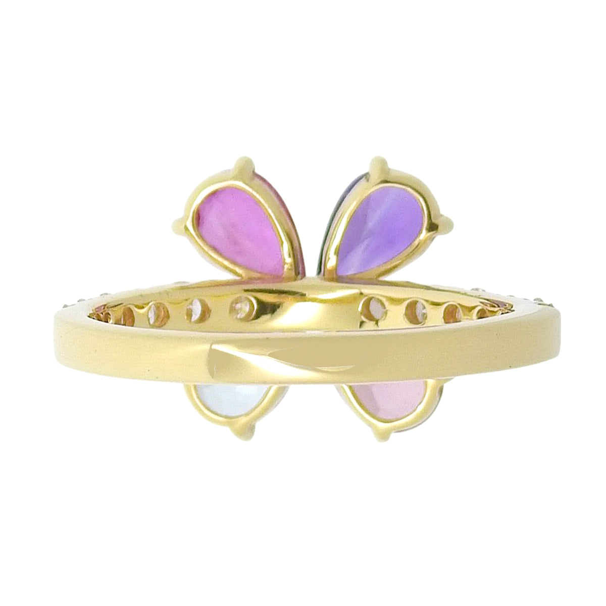 クローバー トルマリンリング PT1.50/D0.40 イエローゴールド K18YG 3.1g