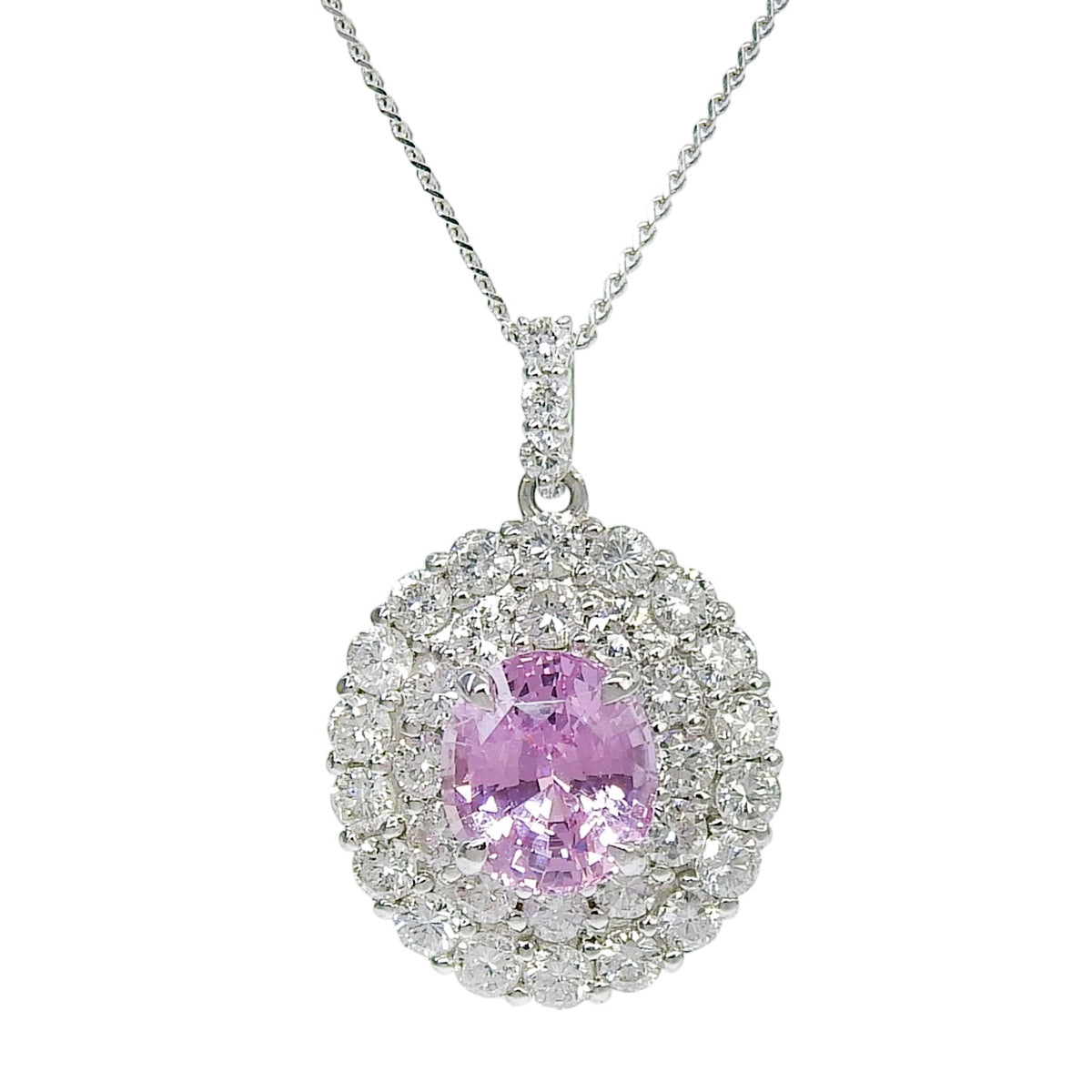 Pink Sapphire Diamond Necklace PS1.095/D0.72 Platinum Pt900 Pt950 3.2g