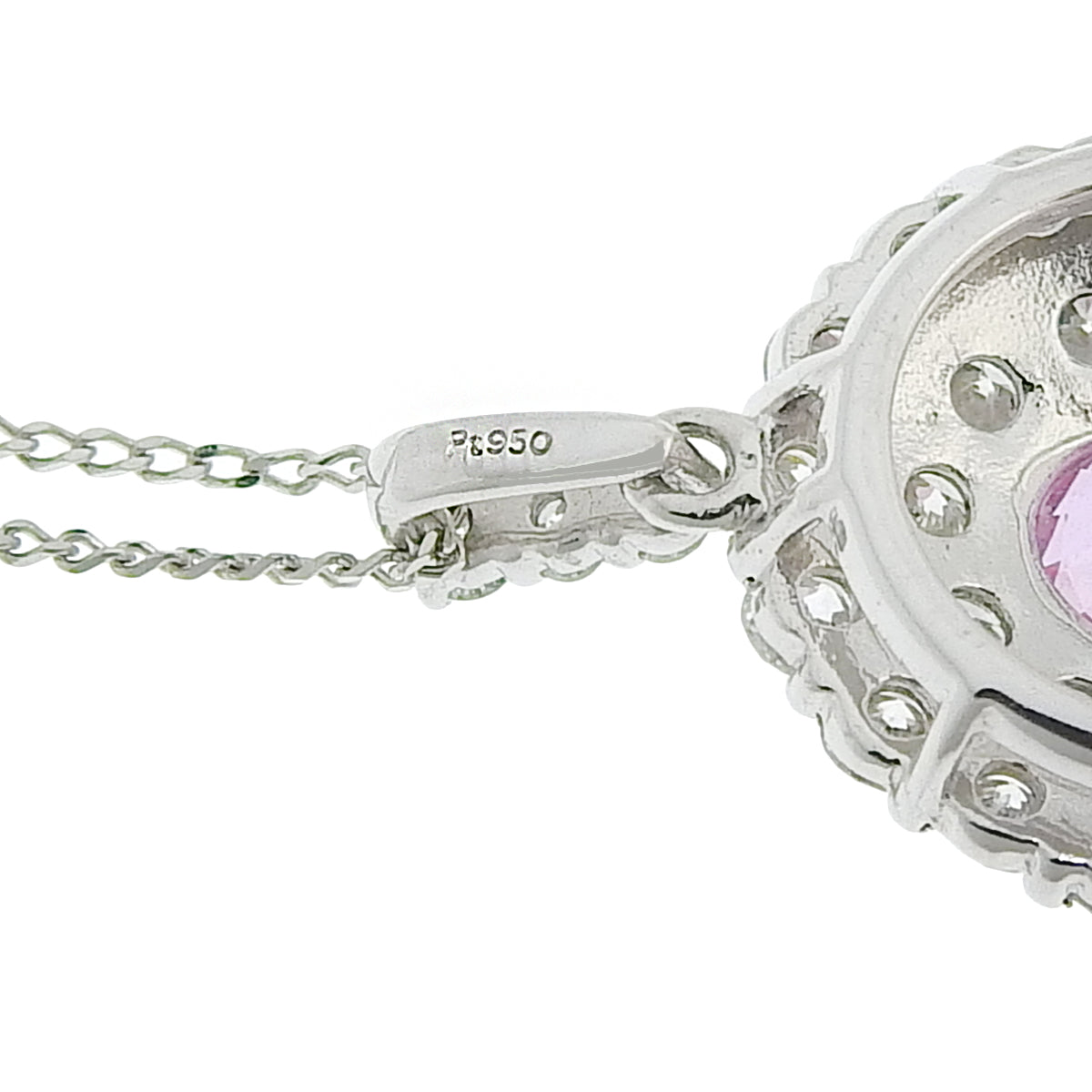 粉色蓝宝石钻石项链 PS1.095/D0.72 铂金 Pt900 Pt950 3.2克