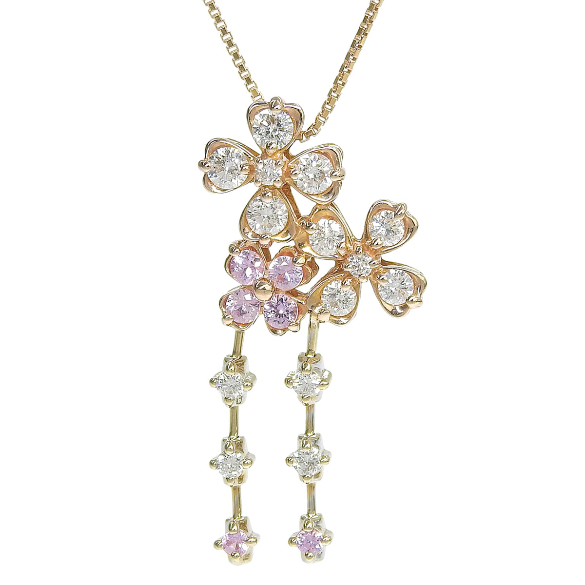 Pink Sapphire Diamond Necklace PS0.30/D0.76 Pink Gold K18PG White Gold K18WG 7.1g