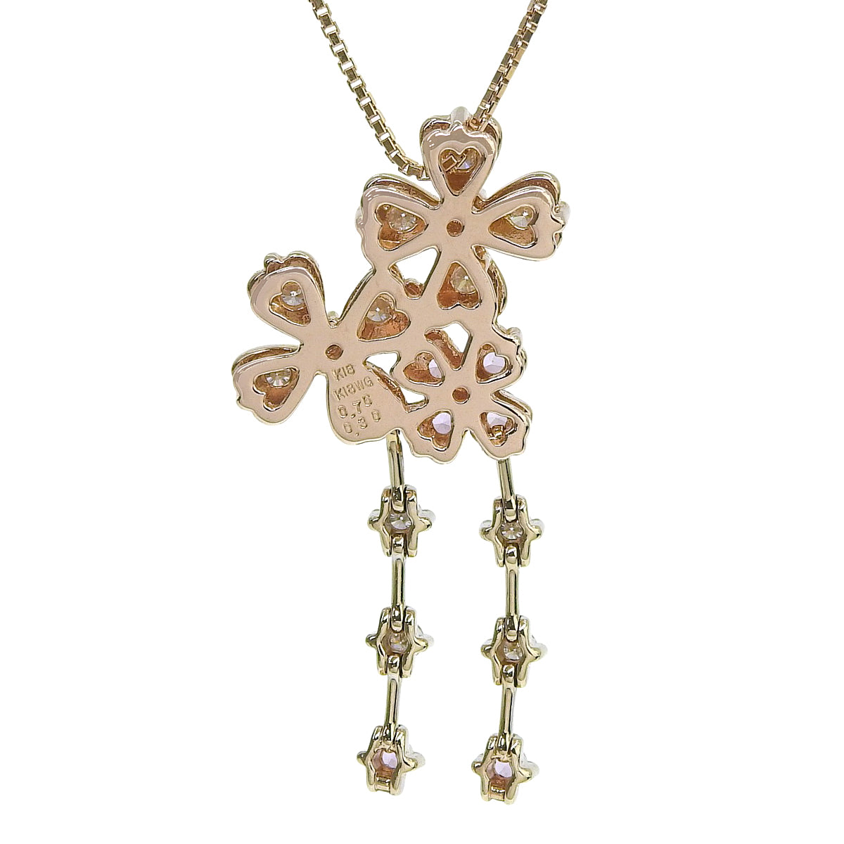 Pink Sapphire Diamond Necklace PS0.30/D0.76 Pink Gold K18PG White Gold K18WG 7.1g