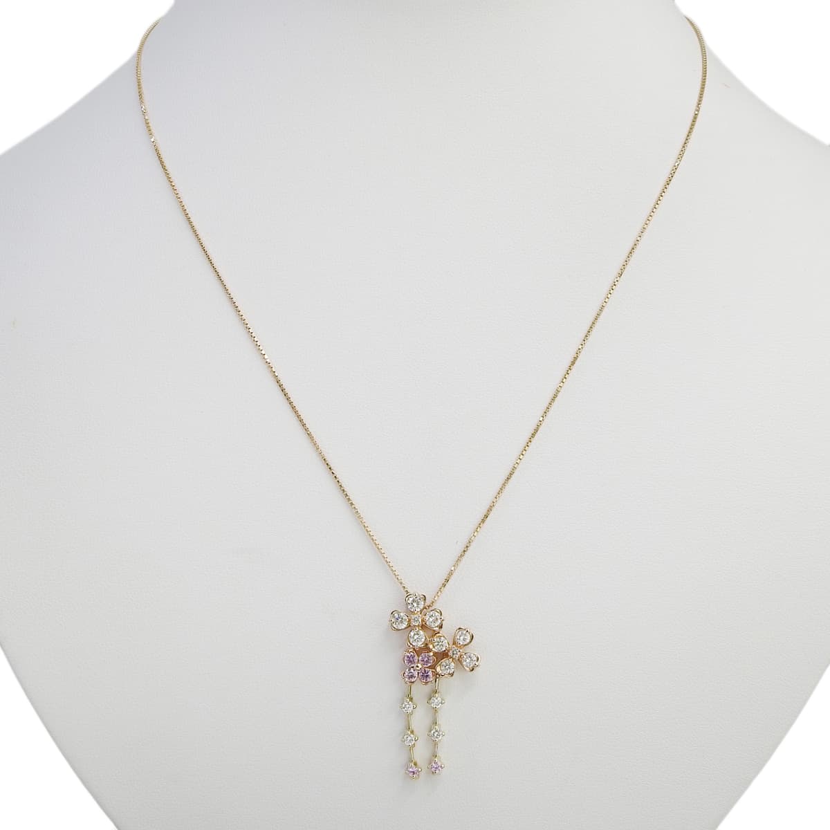 Pink Sapphire Diamond Necklace PS0.30/D0.76 Pink Gold K18PG White Gold K18WG 7.1g