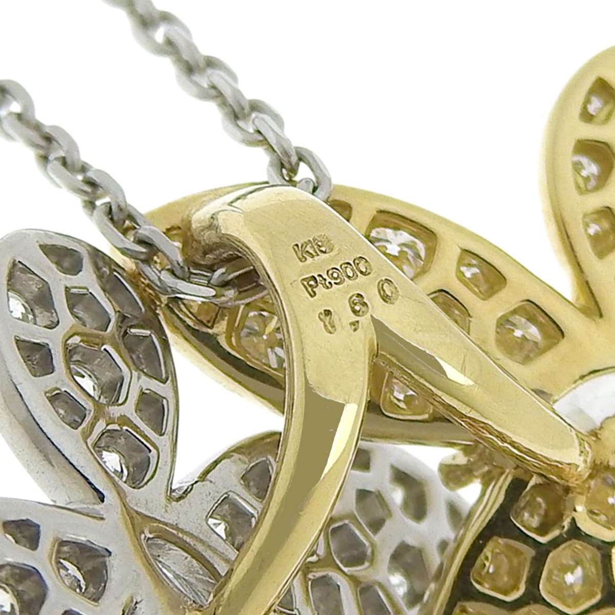 フラワーダイヤモンドネックレス D1.60 プラチナ Pt900 Pt850 イエローゴールド K18YG ピンクゴールド K18PG 7.8g