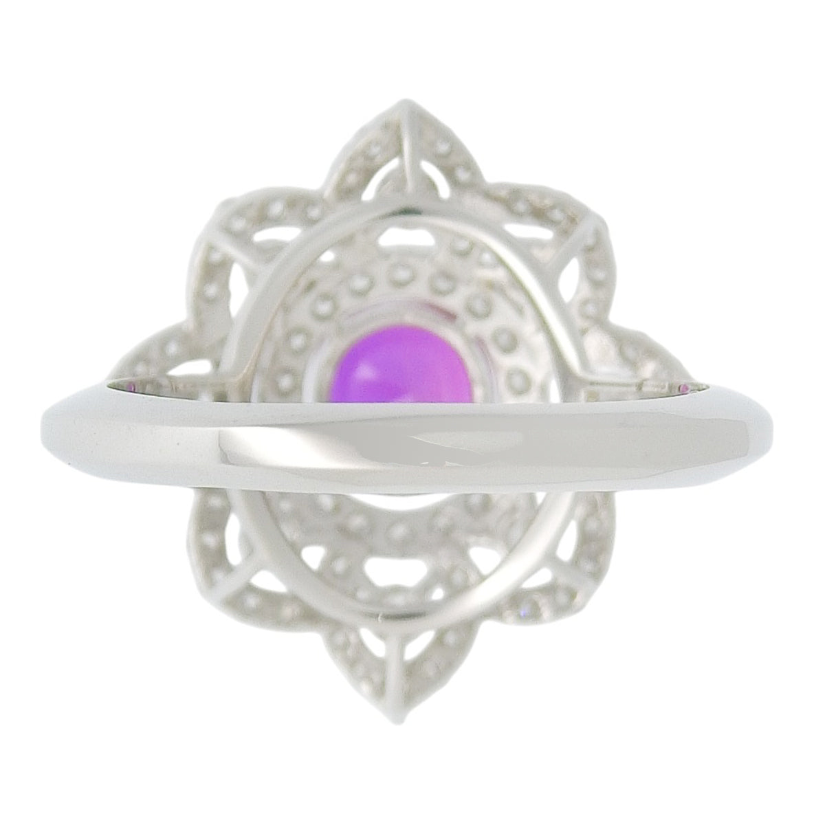 Ruby Diamond Flower Motif Ring R1.136/D0.76 Platinum Pt950 5.7g