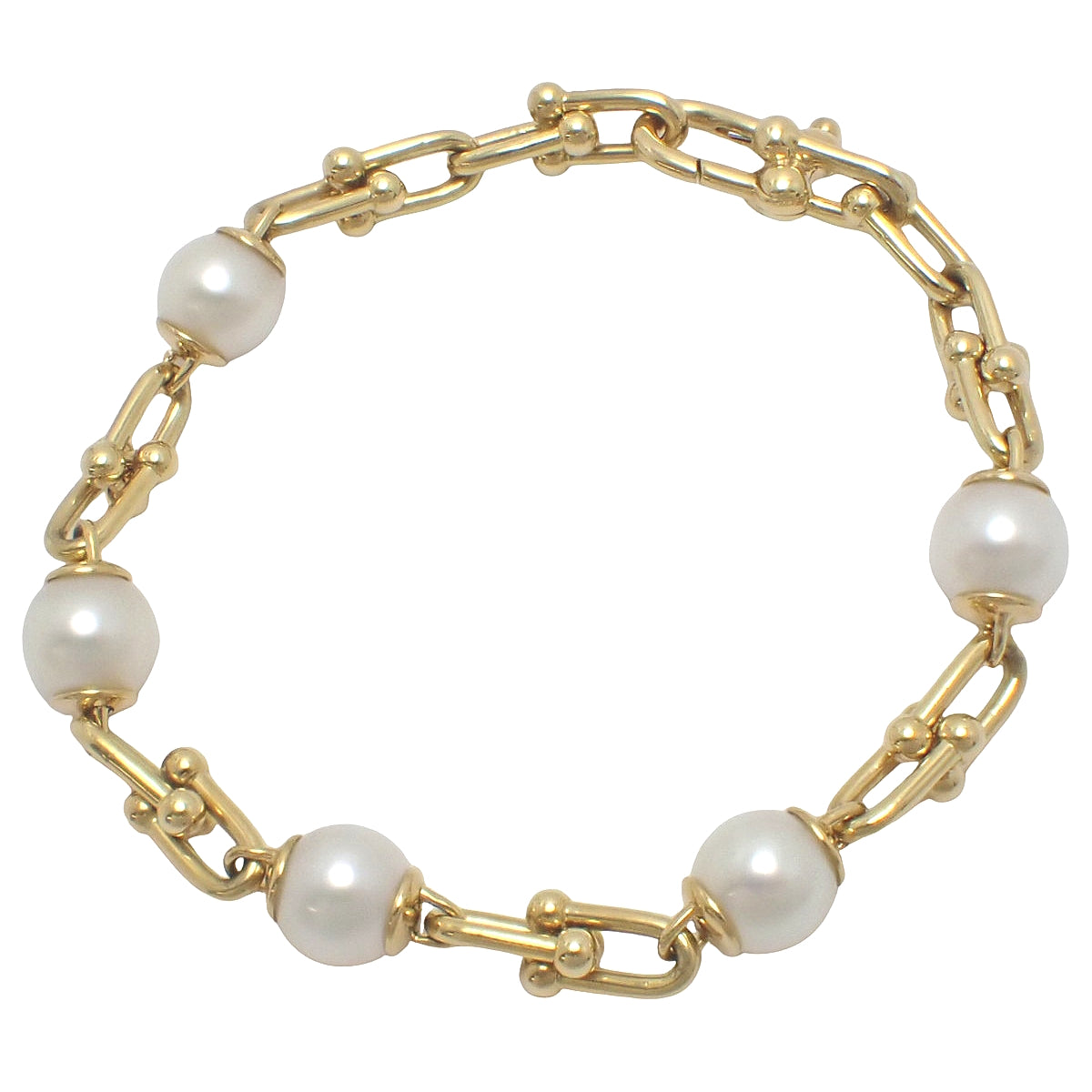 Link bracelet with pearl and yellow gold in 18K yellow gold (18.8g)