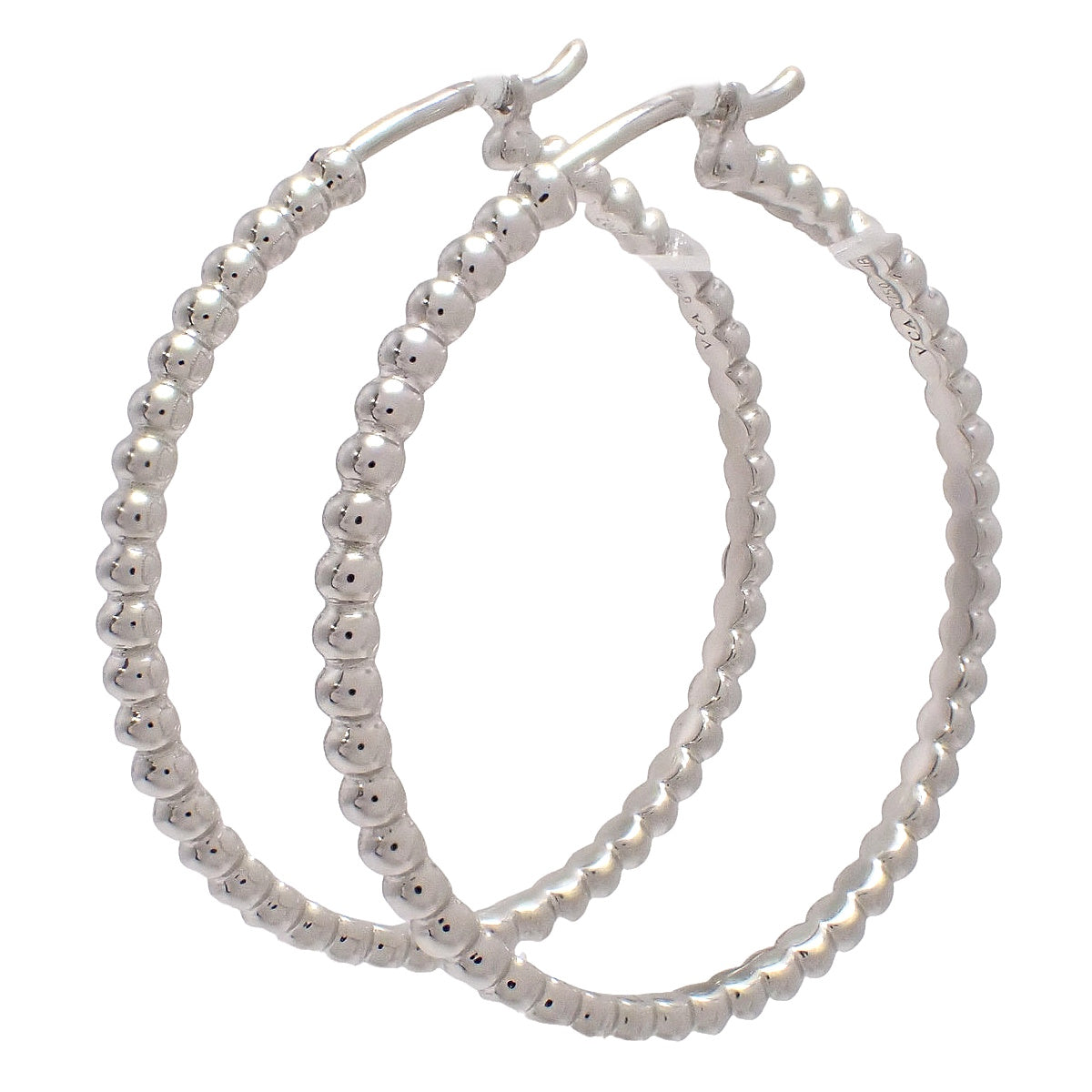 Perlée Gold Pearl Hoop Earrings, Small Model, White Gold, K18WG, 9.1g