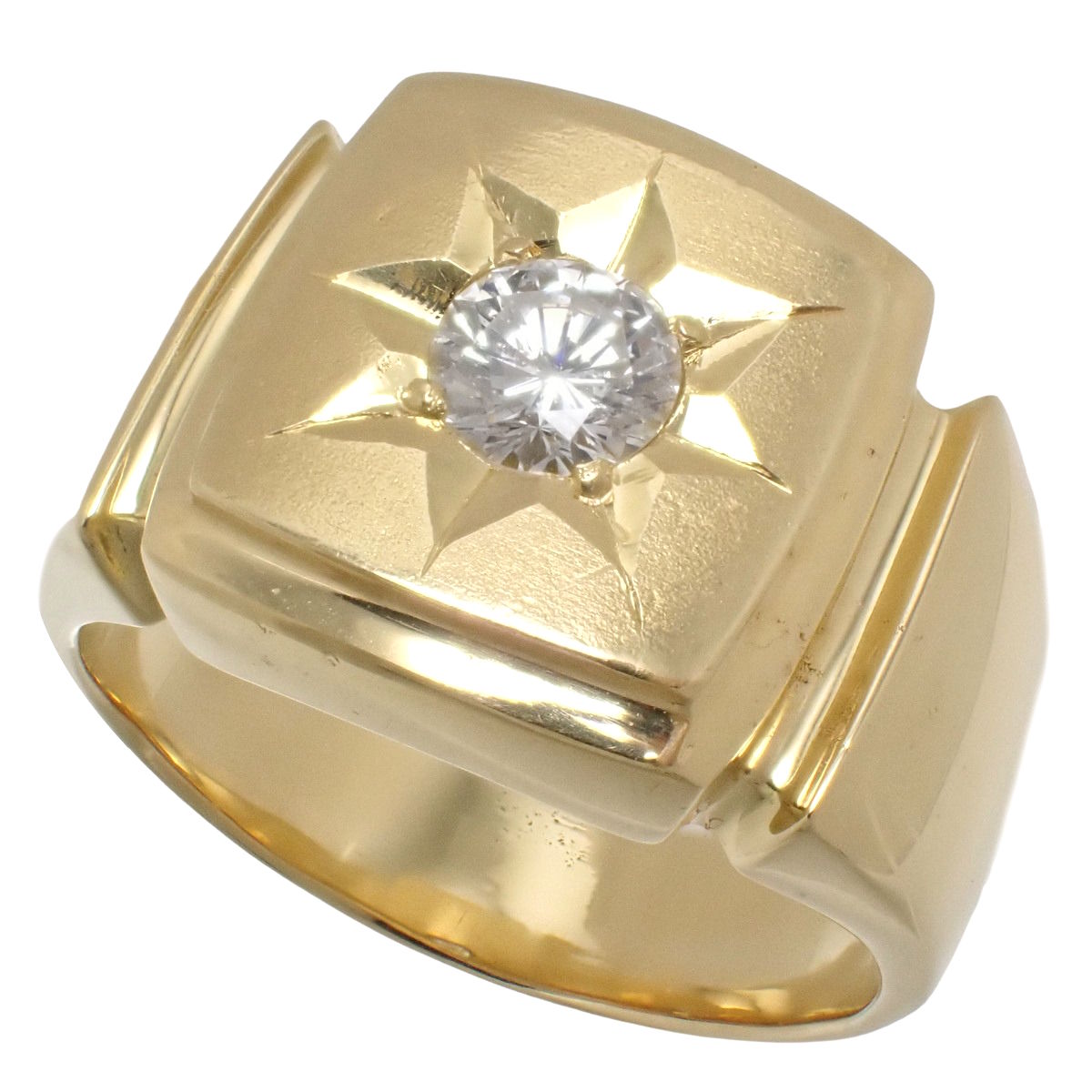 Diamond Signet Ring D0.41 Yellow Gold K18YG 20.3g