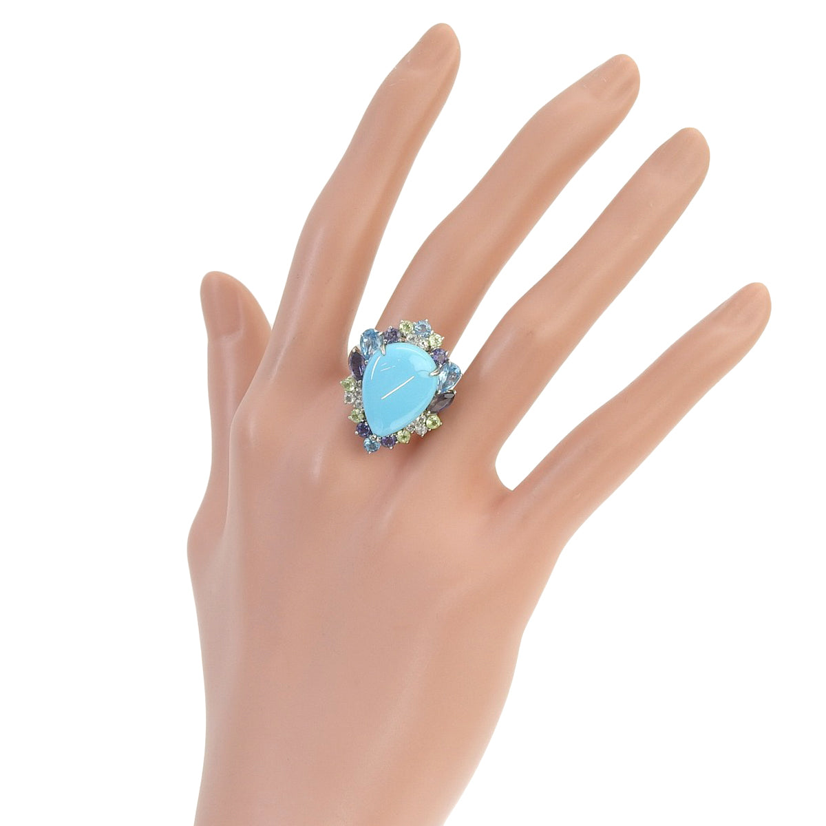 Turquoise Ring TQ8.62 White Gold K18WG 11.0g