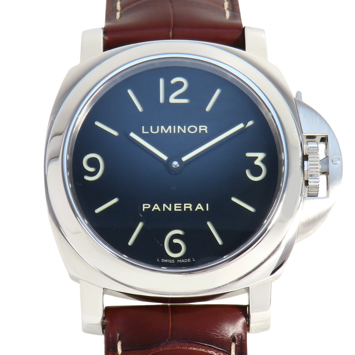 ルミノール ベース PAM00112 SS/革 ブラック 手巻き メンズ