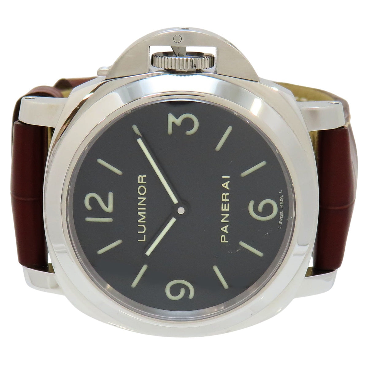 ルミノール ベース PAM00112 SS/革 ブラック 手巻き メンズ