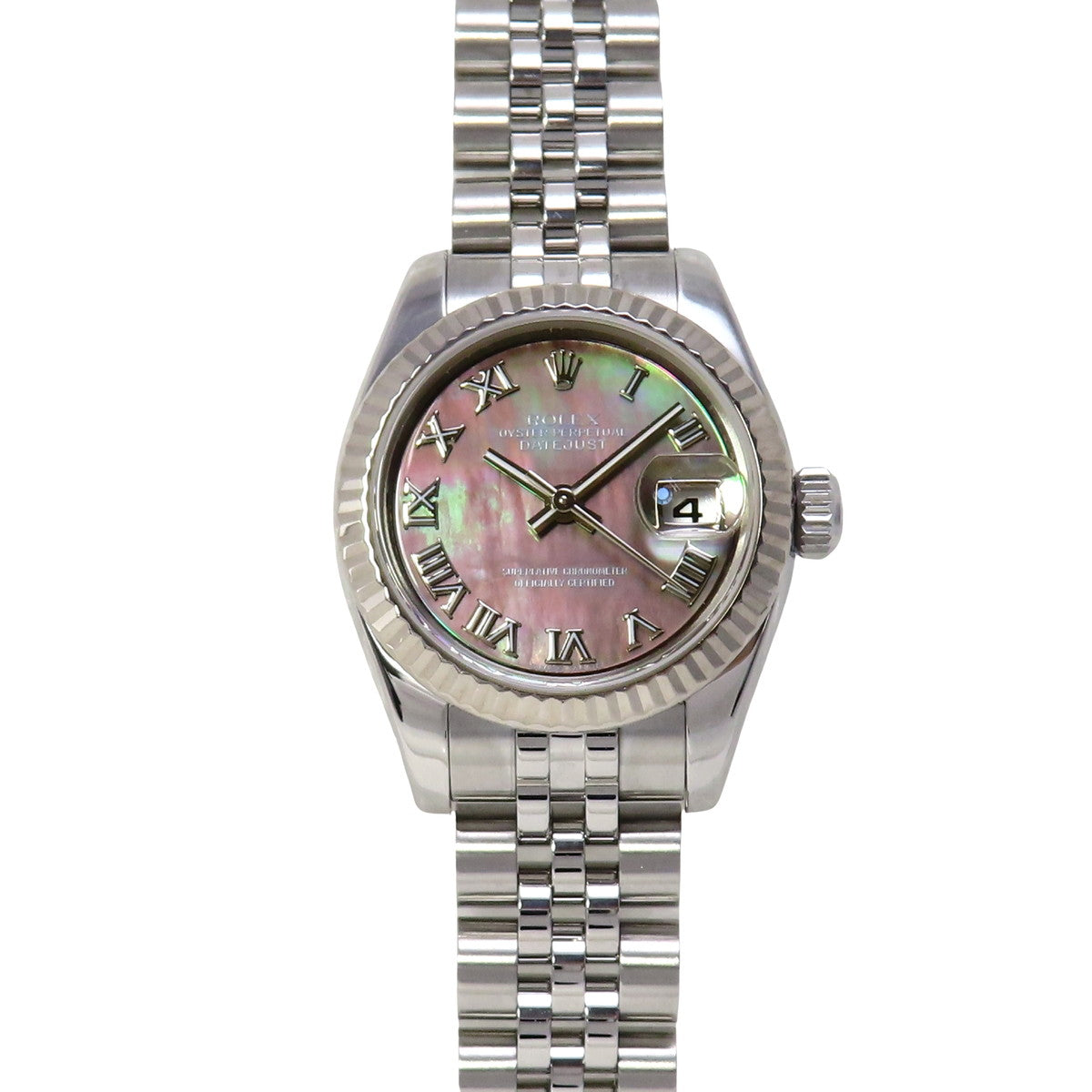 デイトジャスト 179174NG WG/SS ランダム番 シェル文字盤 ブラックシェルローマ 自動巻き レディース