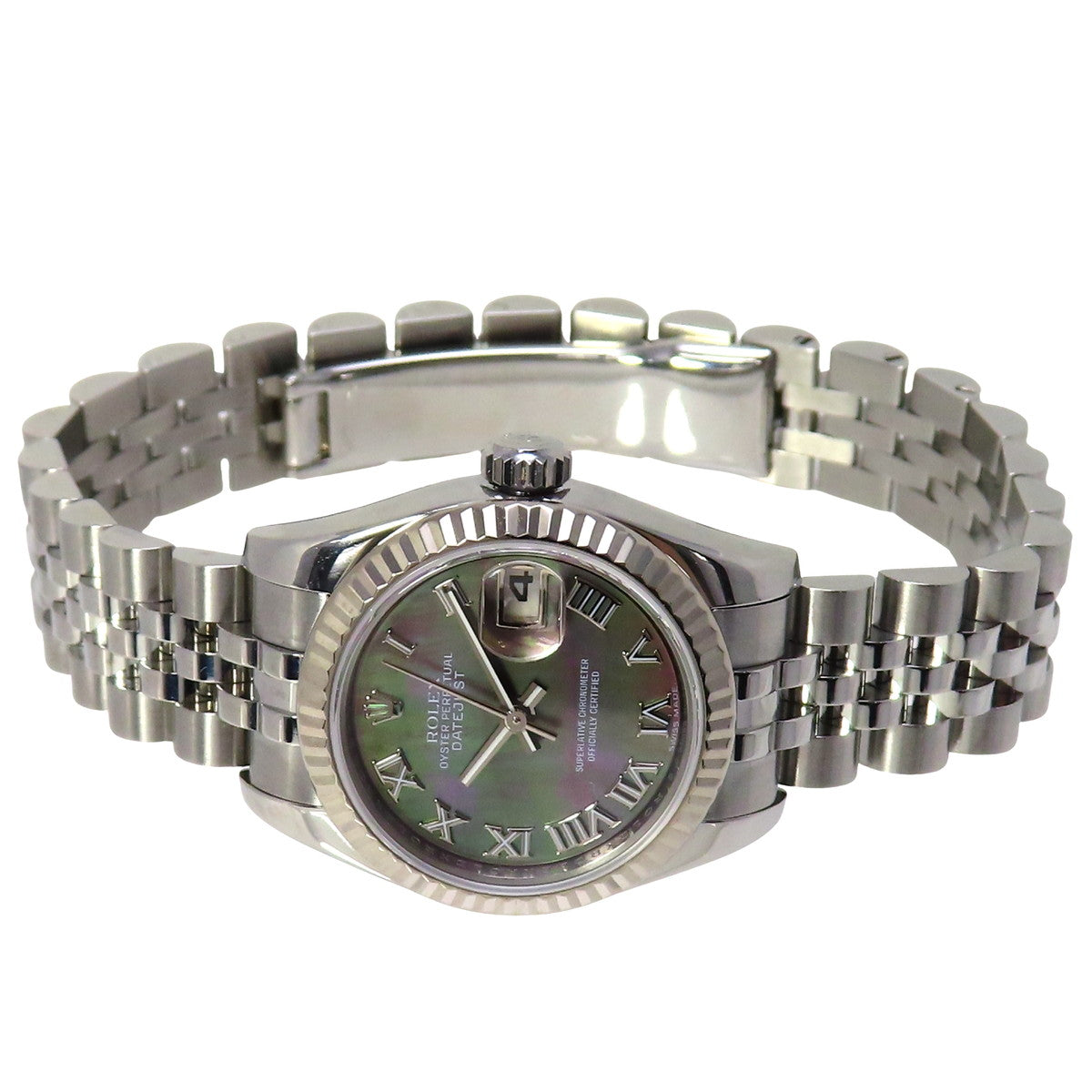 デイトジャスト 179174NG WG/SS ランダム番 シェル文字盤 ブラックシェルローマ 自動巻き レディース