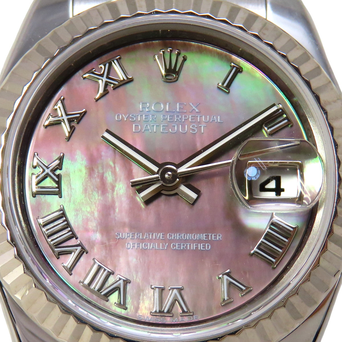 デイトジャスト 179174NG WG/SS ランダム番 シェル文字盤 ブラックシェルローマ 自動巻き レディース