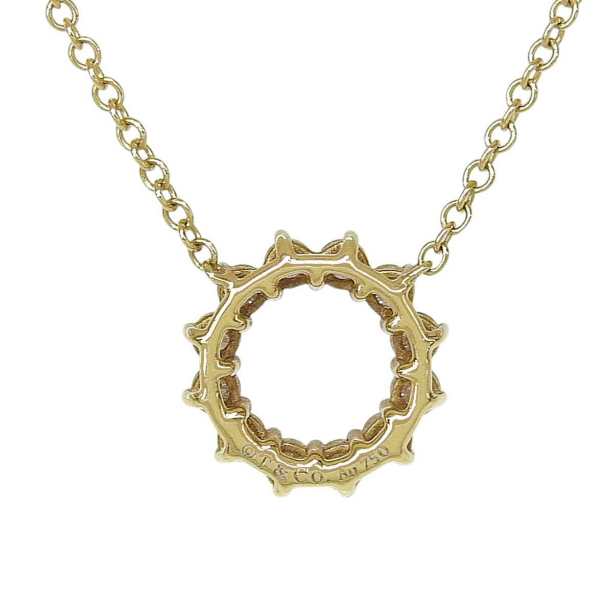 オープン サークル ペンダント ダイヤモンド イエローゴールド K18YG 2.0g アクセサリー ジュエリー