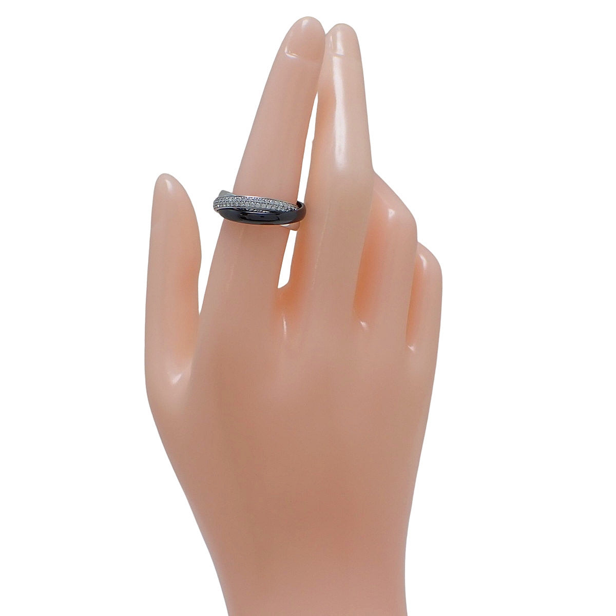 Trinity Ring, Ceramic, Small Model, Semi-Pavé Diamond, White Gold, 18K White Gold, Ceramic, CE